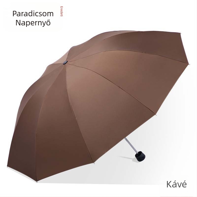 Paradise esernyő napra és esőre — összecsukható, kézi nyitás/zárás, 10 acél bordázat, 210T vászon vinil bevonattal, reklámlogó nyomtatva, UPF>50