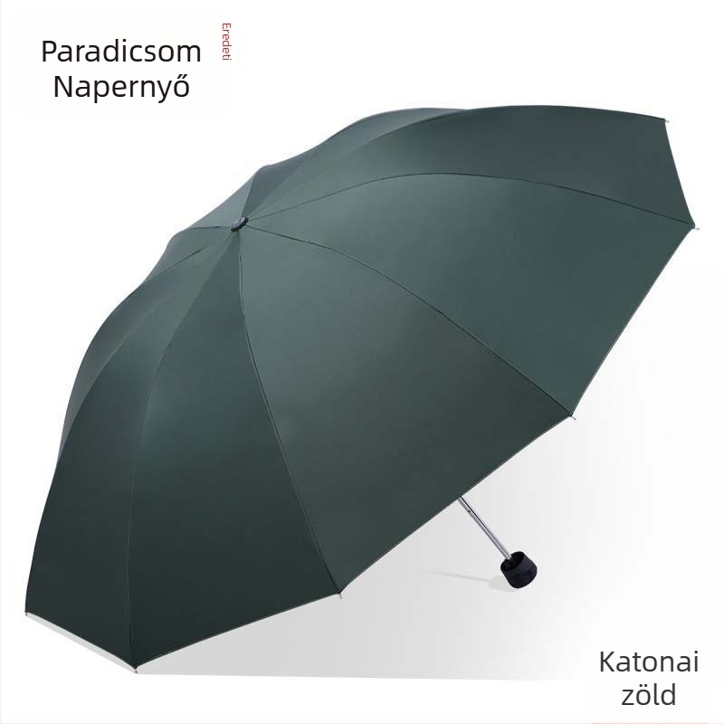 Paradise esernyő napra és esőre — összecsukható, kézi nyitás/zárás, 10 acél bordázat, 210T vászon vinil bevonattal, reklámlogó nyomtatva, UPF>50