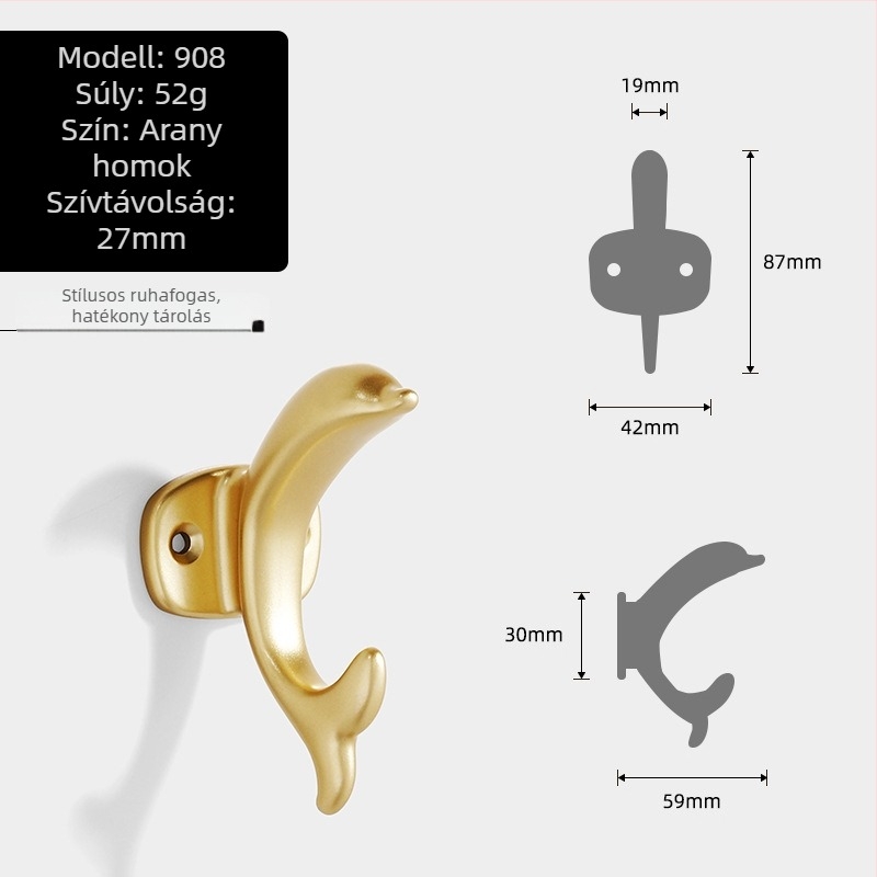 Delfin alakú ruhakapó alumínium ötvözetből, modern minimalista stílusú gardróbhoz, modellek 907–909, felületi bevonat spray festéssel, Jian Hao