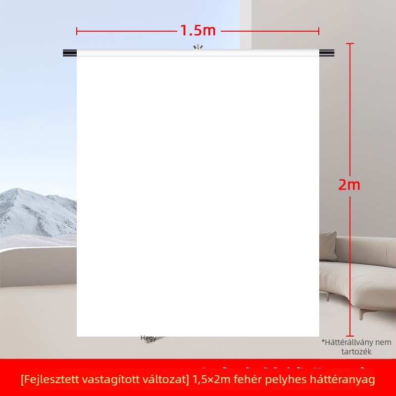 Fehér fotóháttértextil, velúrszerű felület, flockált, 2×3 m