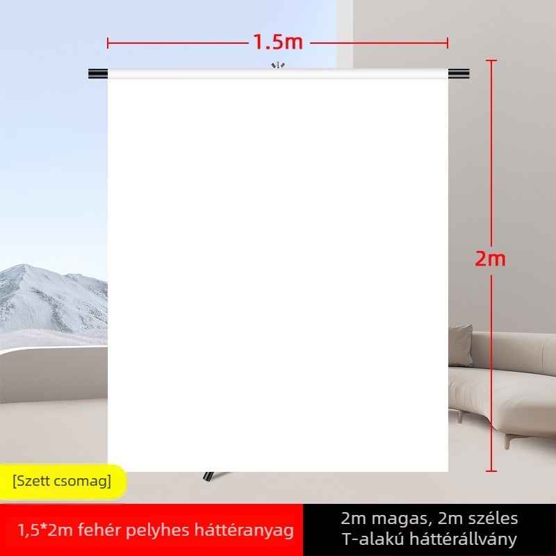 Fehér fotóháttértextil, velúrszerű felület, flockált, 2×3 m