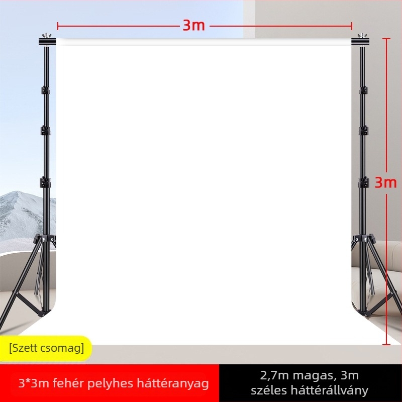 Fehér fotóháttértextil, velúrszerű felület, flockált, 2×3 m