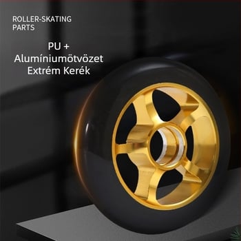 Gyerekeknek szóló alumínium ötvözetű inline kerék, 100 mm átmérő, 24 mm szélesség, PU, kopásálló, ütéscsillapító, megerősített középrész