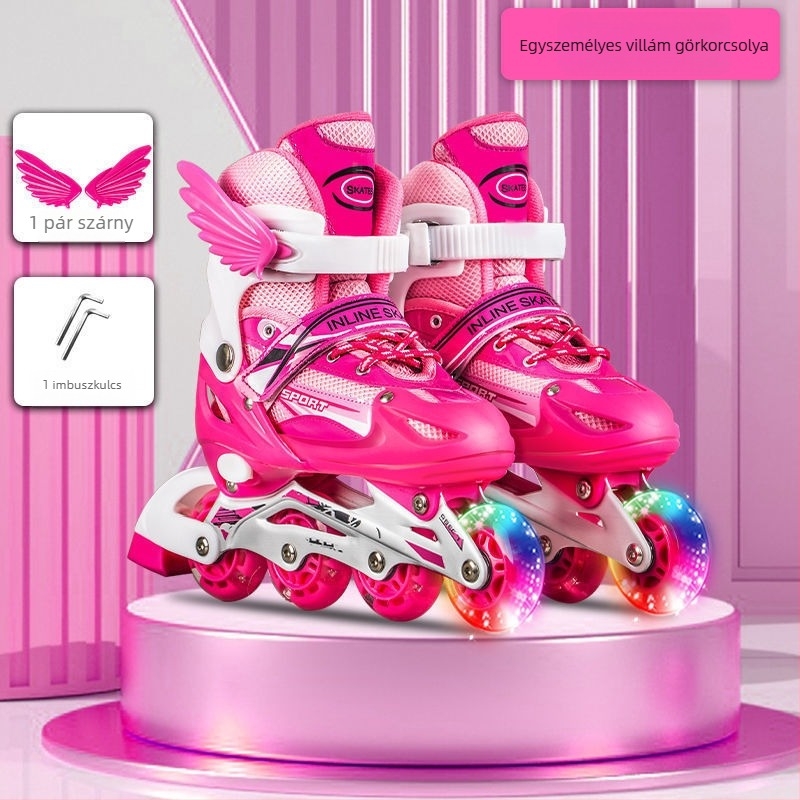 Állítható méretű gyerek inline korcsolyák fiúknak és lányoknak, 3–12 évesek