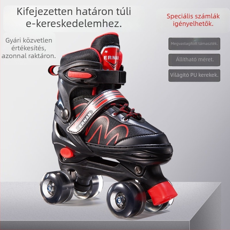 Gyerekeknek készült görkorcsolyák világító kerekekkel, két soros, állítható kezdőknek