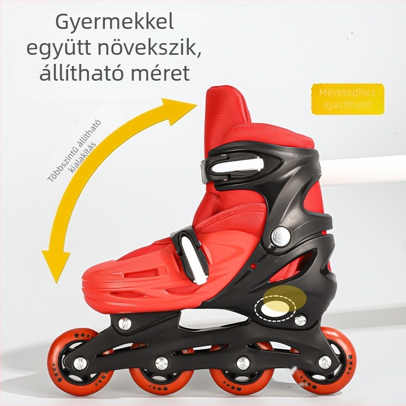 Gyerekek inline korcsolyák, teljes készlet, állítható, több sebességű, felső része környezetbarát anyagokból, egysoros kerekek, kopásálló kerekek