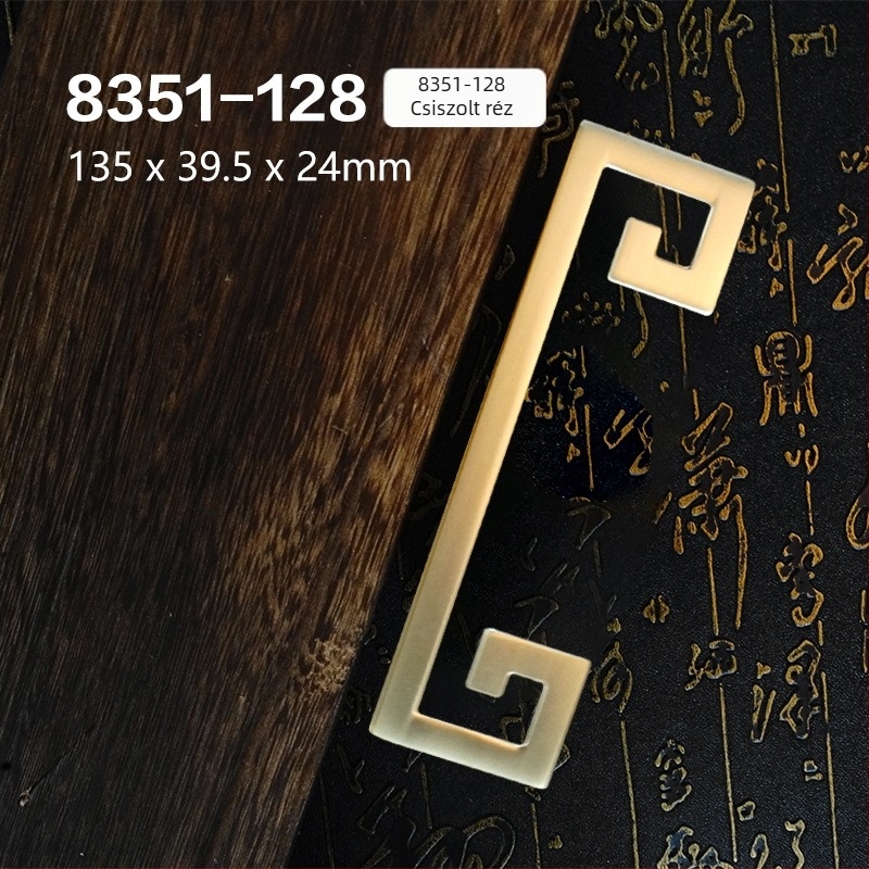 Szekrényfogantyú egylyukú, kínai stílusú, cinkötvözet, elektroplattázott, modell 8371