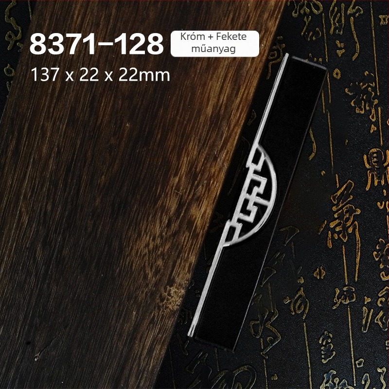 Szekrényfogantyú egylyukú, kínai stílusú, cinkötvözet, elektroplattázott, modell 8371