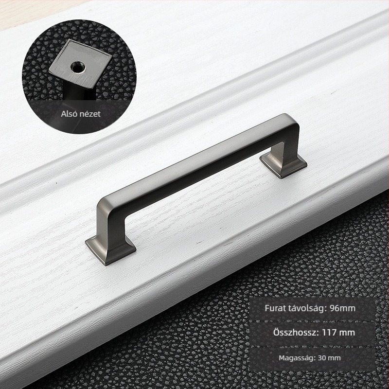 Szekrényajtó fogantyú (modern minimalista stílus, cinkötvözet, elektroplatírozás, modell PZ6604, ajtókhoz és fiókokhoz)