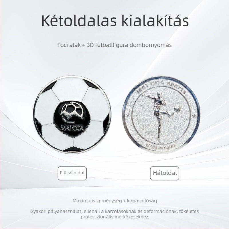 Futballbírók érme dobó eszköze – mérkőzés sorsolásához használt érme, futball-edzéshez való segédeszköz
