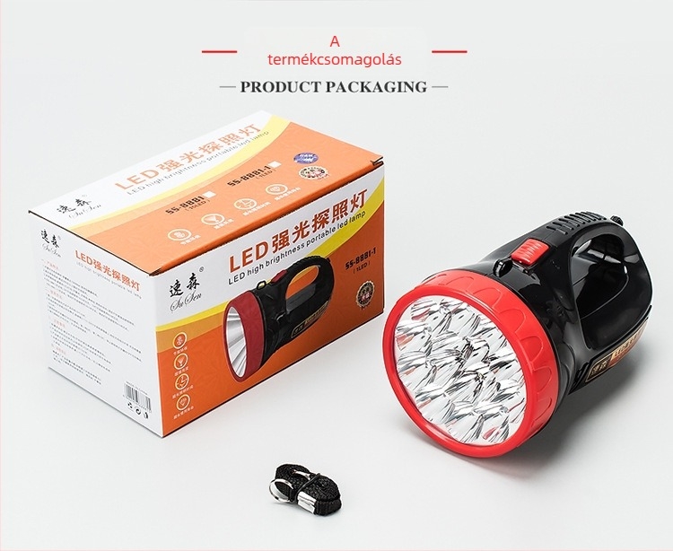 LED vészfény zseblámpa kézi töltéssel, 100–240 lm, 1 W, 400 mAh, ABS ház