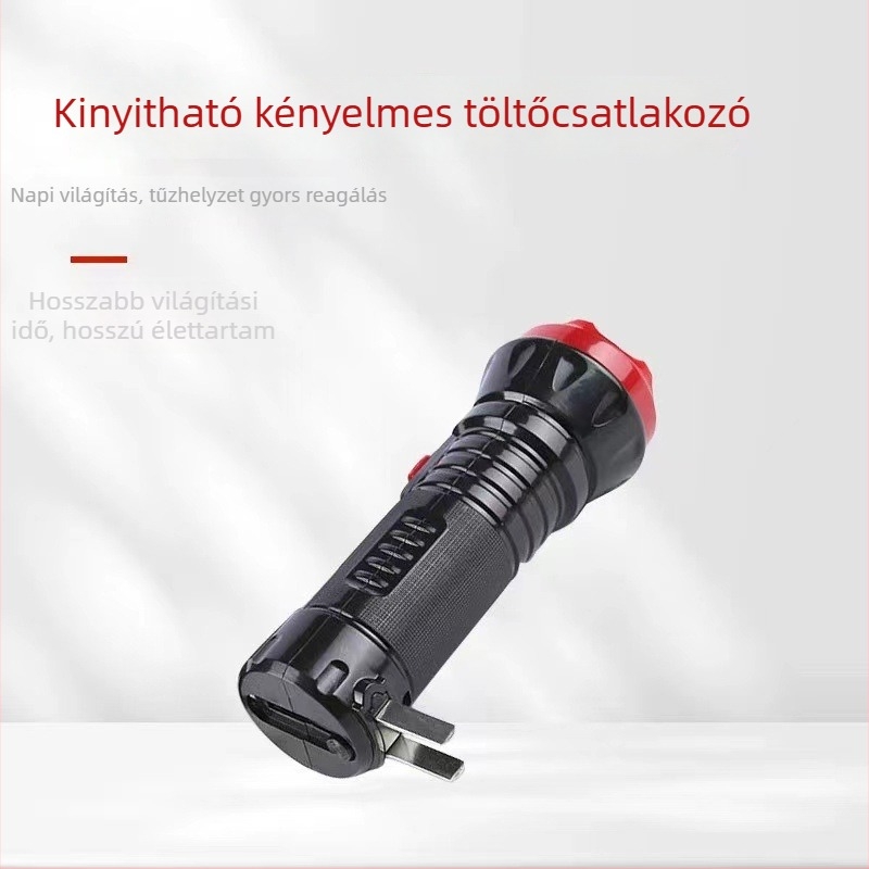 LED vészfény zseblámpa kézi töltéssel, 100–240 lm, 1 W, 400 mAh, ABS ház