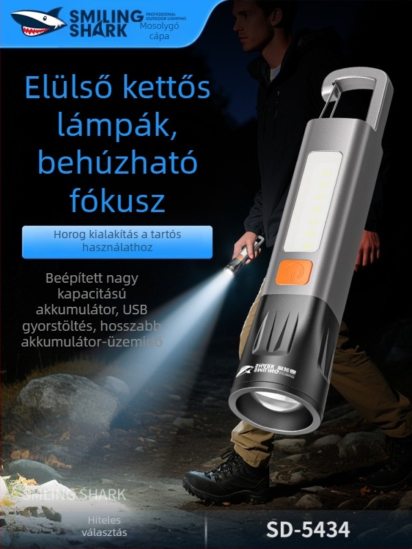 Kültéri ABS műanyag zseblámpa, hordozható LED világítás, ultra fényes mini kempinglámpa fix fókuszú