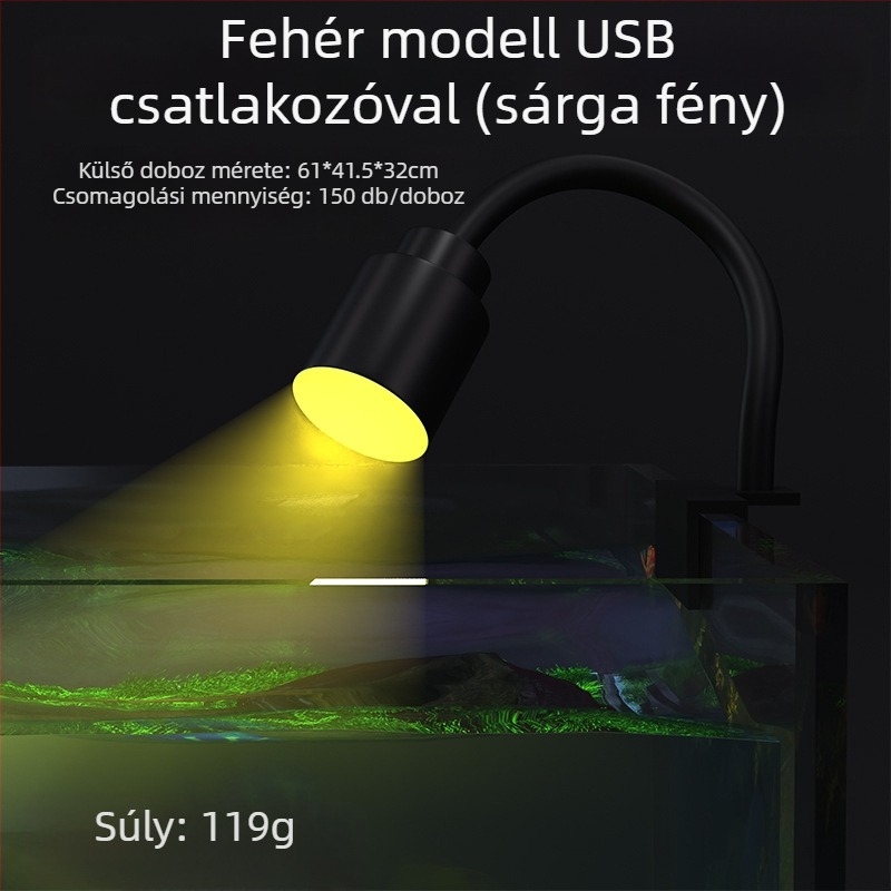 AKVÁRIUM LED LÁMPA USB, PVC egyenes test, dekoratív világítás, 3W