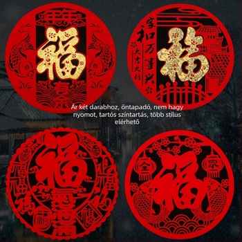 Flokkolt szövetből készült ablakmatrica, kézzel készített, kínai stílusú, tavaszi fesztivál áldása a Ló évére