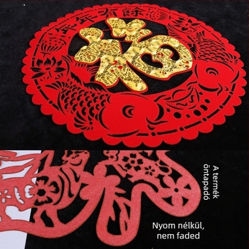 Flokkolt szövetből készült ablakmatrica, kézzel készített, kínai stílusú, tavaszi fesztivál áldása a Ló évére