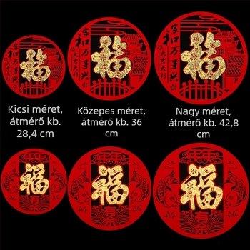 Flokkolt szövetből készült ablakmatrica, kézzel készített, kínai stílusú, tavaszi fesztivál áldása a Ló évére