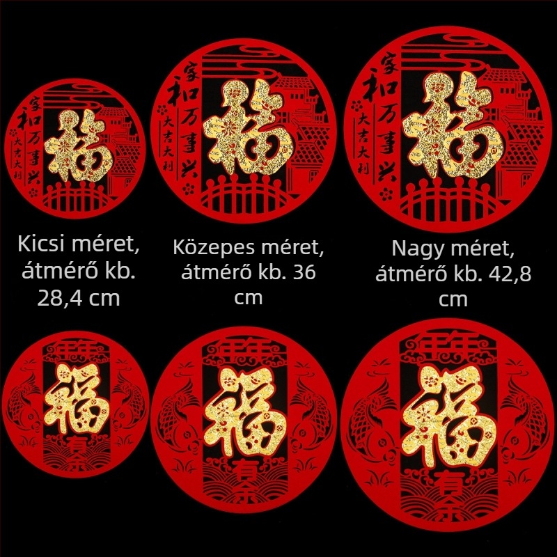 Flokkolt szövetből készült ablakmatrica, kézzel készített, kínai stílusú, tavaszi fesztivál áldása a Ló évére