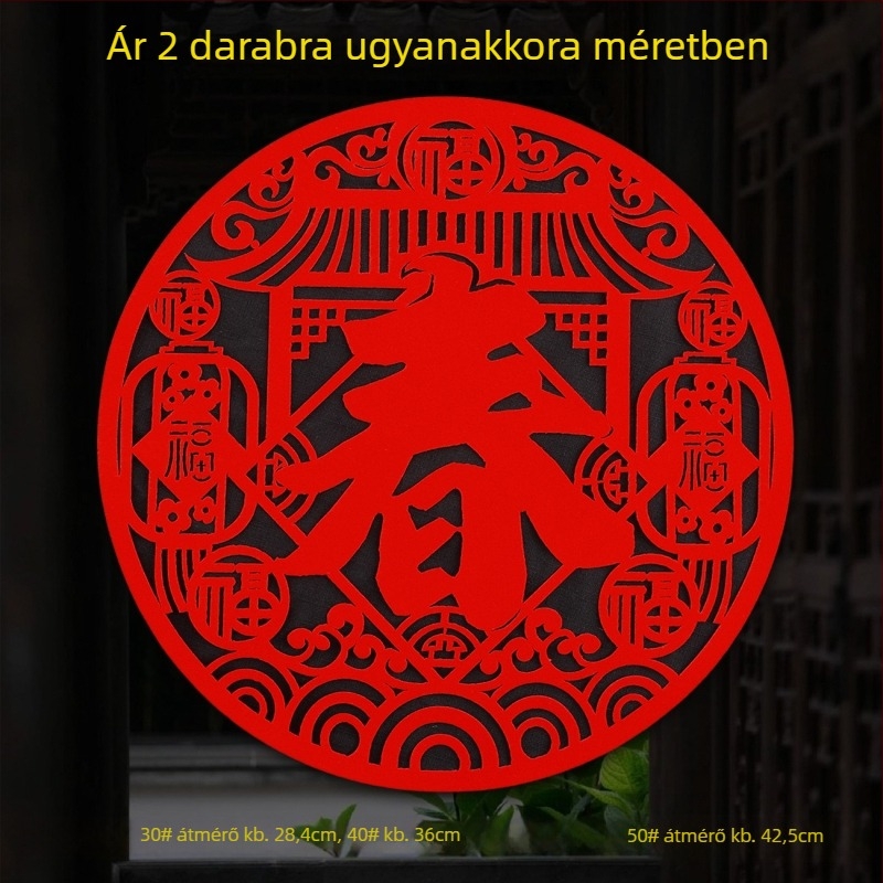 Flokkolt szövetből készült ablakmatrica, kézzel készített, kínai stílusú, tavaszi fesztivál áldása a Ló évére