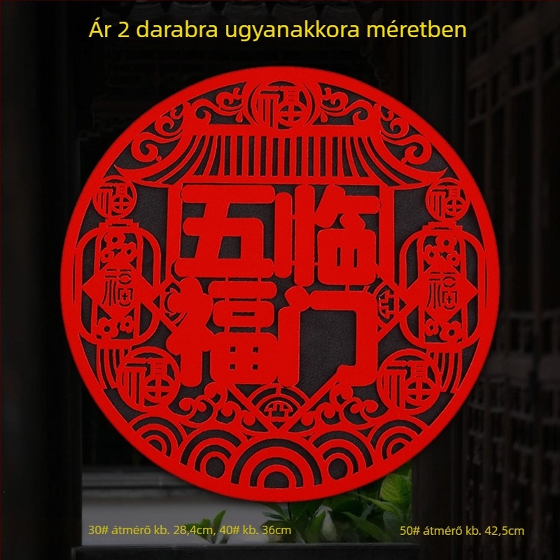 Flokkolt szövetből készült ablakmatrica, kézzel készített, kínai stílusú, tavaszi fesztivál áldása a Ló évére