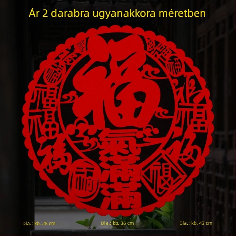 Flokkolt szövetből készült ablakmatrica, kézzel készített, kínai stílusú, tavaszi fesztivál áldása a Ló évére