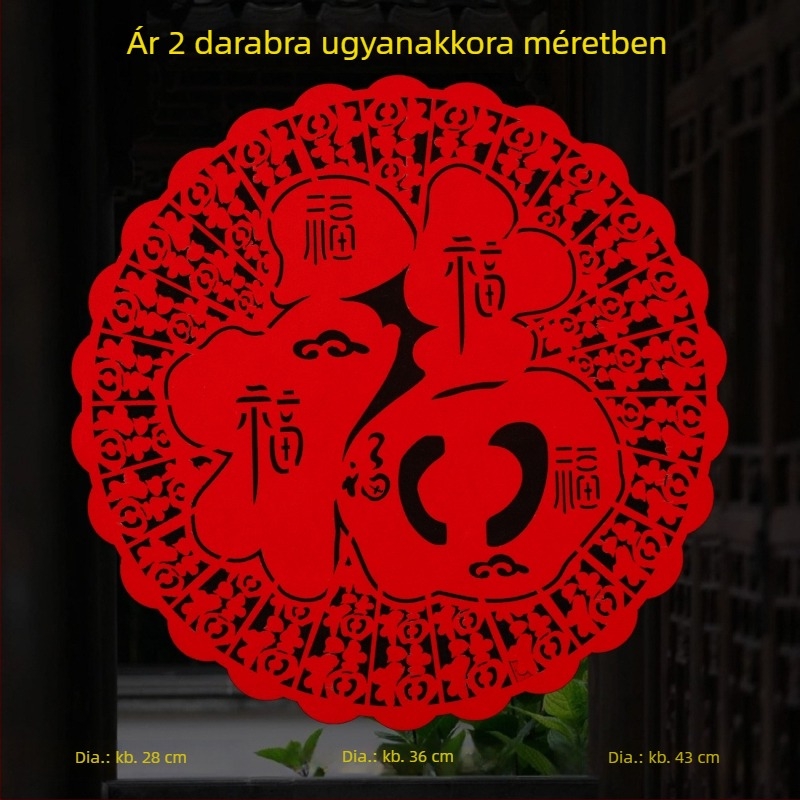 Flokkolt szövetből készült ablakmatrica, kézzel készített, kínai stílusú, tavaszi fesztivál áldása a Ló évére