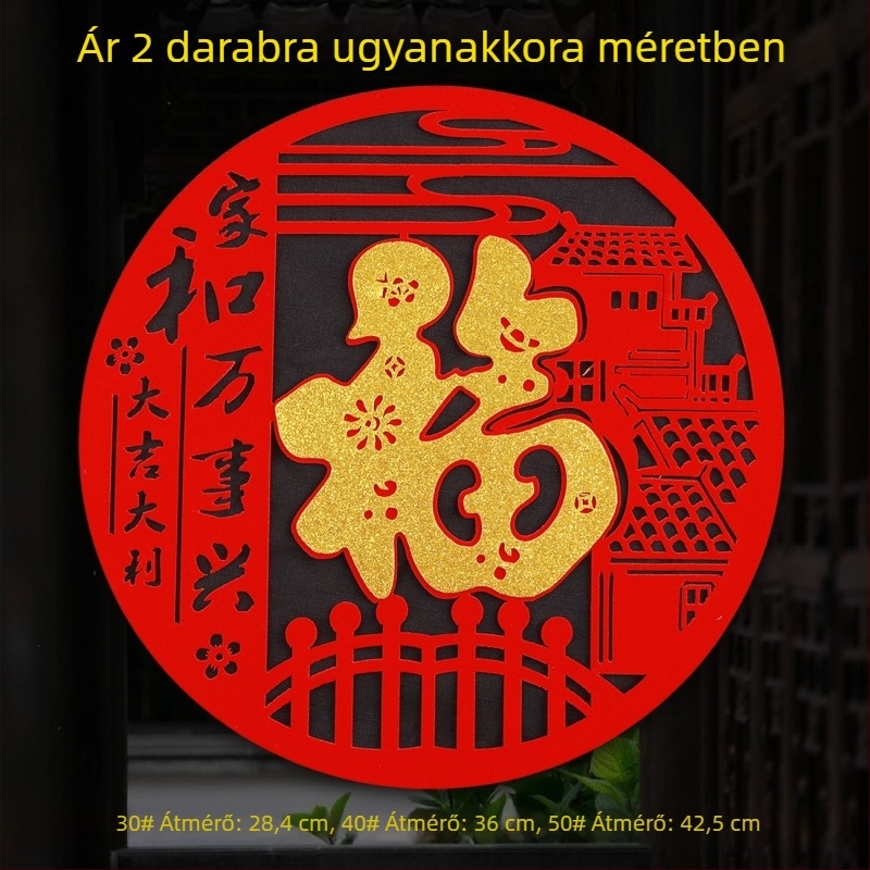 Flokkolt szövetből készült ablakmatrica, kézzel készített, kínai stílusú, tavaszi fesztivál áldása a Ló évére