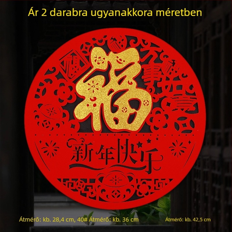 Flokkolt szövetből készült ablakmatrica, kézzel készített, kínai stílusú, tavaszi fesztivál áldása a Ló évére