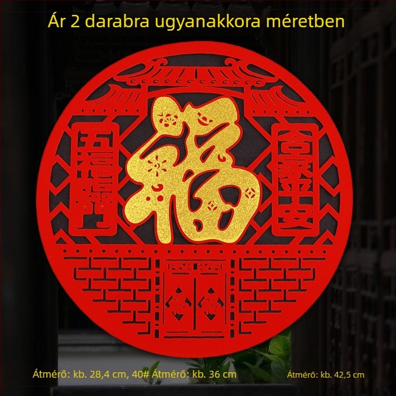 Flokkolt szövetből készült ablakmatrica, kézzel készített, kínai stílusú, tavaszi fesztivál áldása a Ló évére