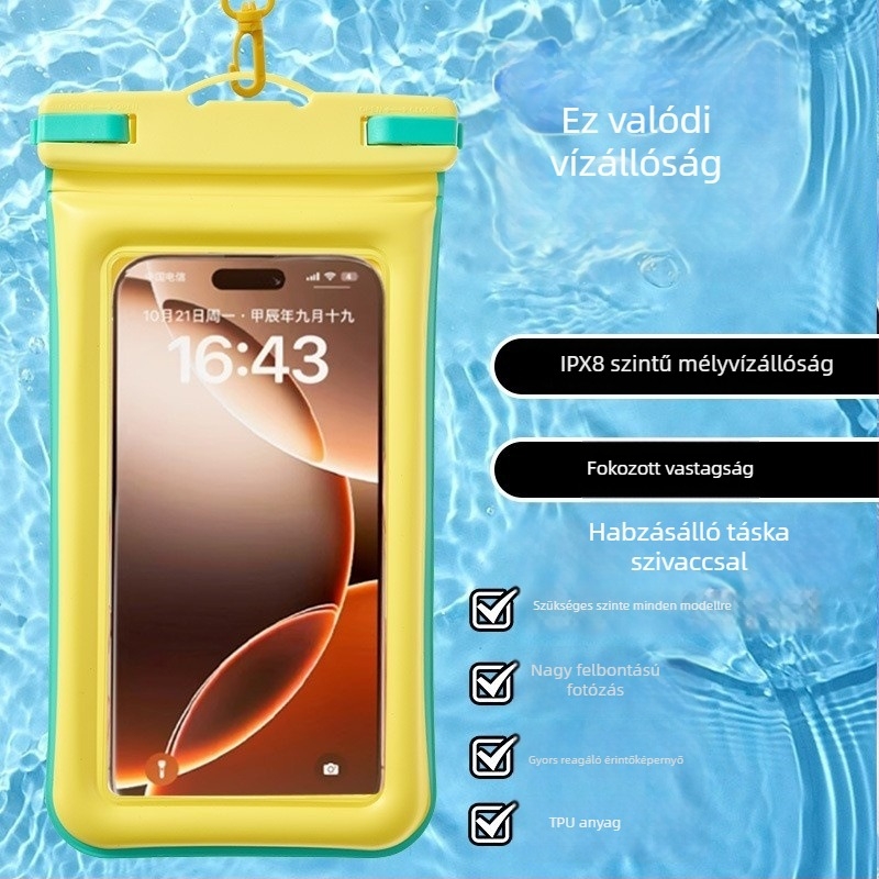 ERGR PVC vízálló telefontok – érintőképernyő-kompatibilis, 3L kapacitás, uniszex, szabadidőre, búvárkodásra, strandra és fotózásra