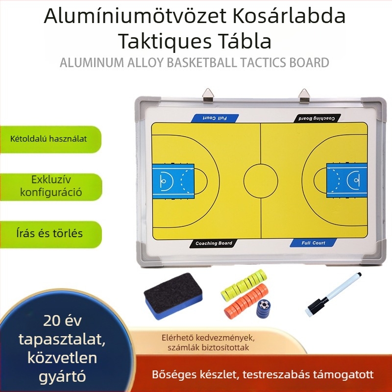 Kétoldalas mágneses edzőtábla futball és kosárlabda edzéséhez toll és radír társítva; PVC és alumínium ötvözet keret; Modell ST-3004