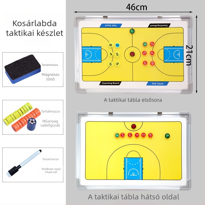 Kétoldalas mágneses edzőtábla futball és kosárlabda edzéséhez toll és radír társítva; PVC és alumínium ötvözet keret; Modell ST-3004