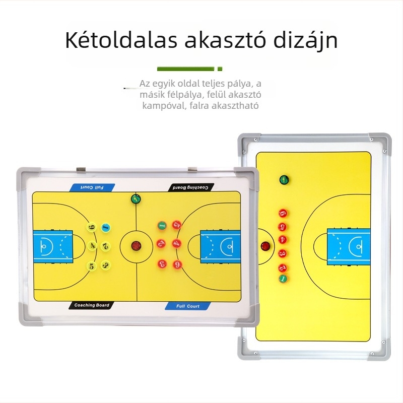 Kétoldalas mágneses edzőtábla futball és kosárlabda edzéséhez toll és radír társítva; PVC és alumínium ötvözet keret; Modell ST-3004