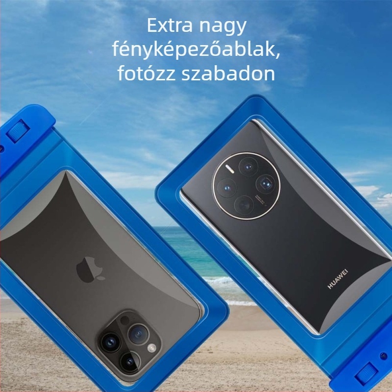 Telefon vízálló táska PVC+ABS anyagból, IPX8 tanúsított, logó nyomtatás, testreszabható, magáncímkével licencelhető