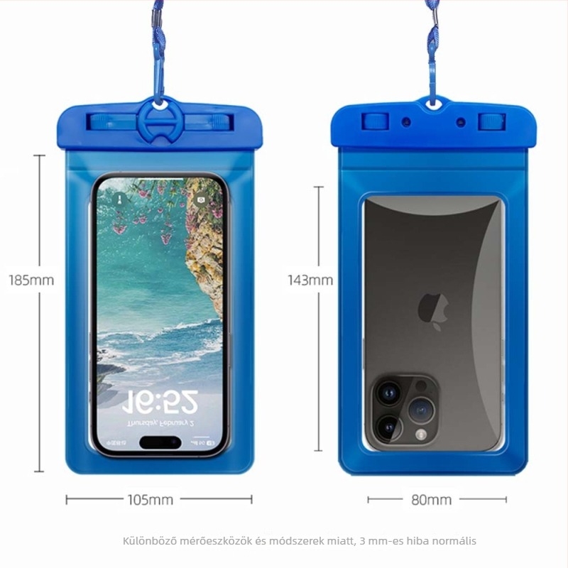 Telefon vízálló táska PVC+ABS anyagból, IPX8 tanúsított, logó nyomtatás, testreszabható, magáncímkével licencelhető