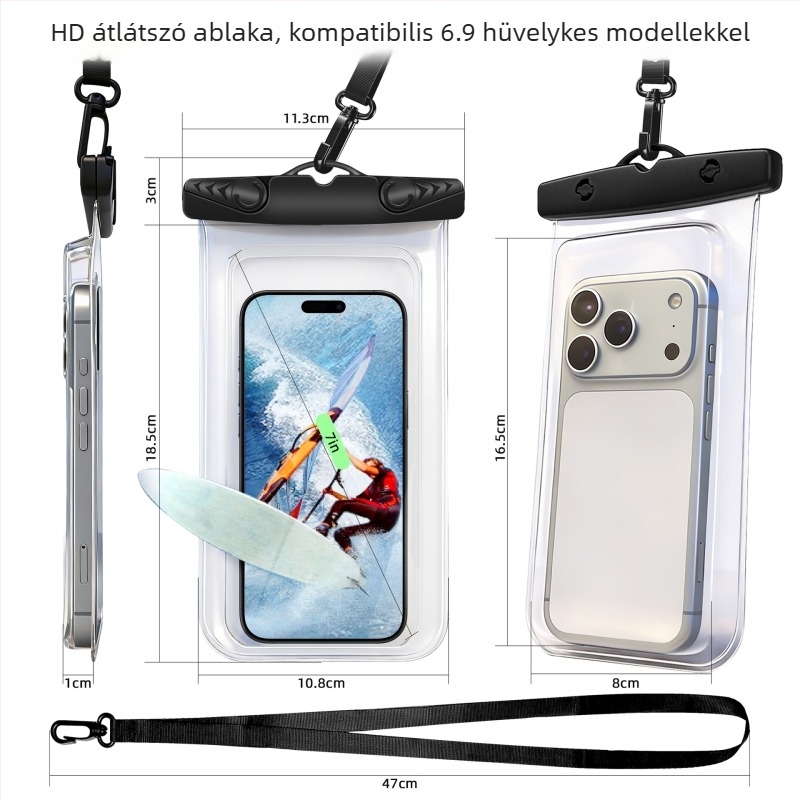 Vízálló TPU telefon tok 3D átlátszó tokkal, búvárkodáshoz és szabadtéri tevékenységekhez, logó testreszabható