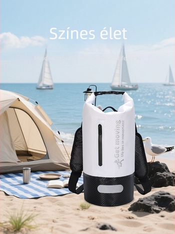 Szénszálas mintázatú vízálló táska, kézi fogantyúval és vállpánttal, ideális strandhoz, úszáshoz, túrákhoz és raftinghoz