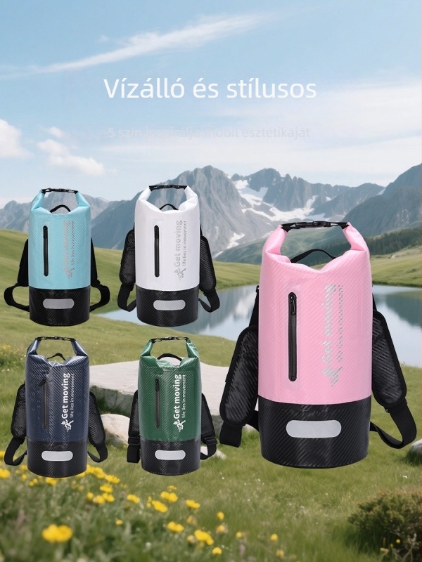 Szénszálas mintázatú vízálló táska, kézi fogantyúval és vállpánttal, ideális strandhoz, úszáshoz, túrákhoz és raftinghoz