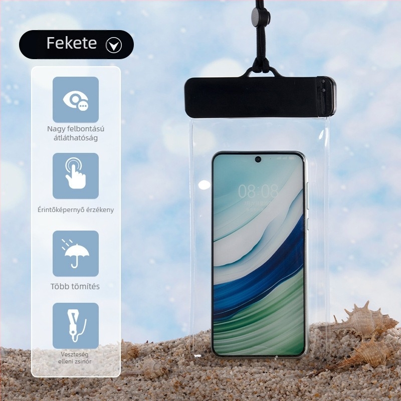 Érintőképernyős PVC vízálló telefon-táska, megerősített kivitelben, kültéri használatra esős időben