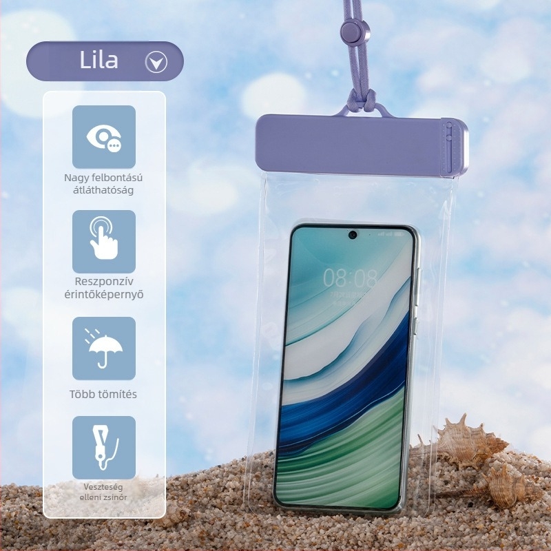 Érintőképernyős PVC vízálló telefon-táska, megerősített kivitelben, kültéri használatra esős időben