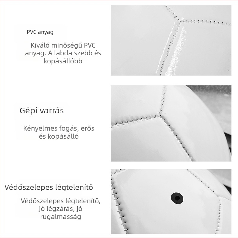PVC futball-labda, gépvarrott, teljesen fehér, méretek 3, 4, 5, gyerekeknek óvodától általános és középiskoláig, DIY aláírásos festés