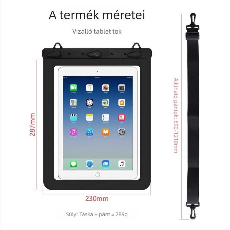 Tabletta PC vízálló válltáska kültéri használatra — PVC+ABS, vízálló szövet, PVC vastagsága 30C, testreszabás és logónyomtatás