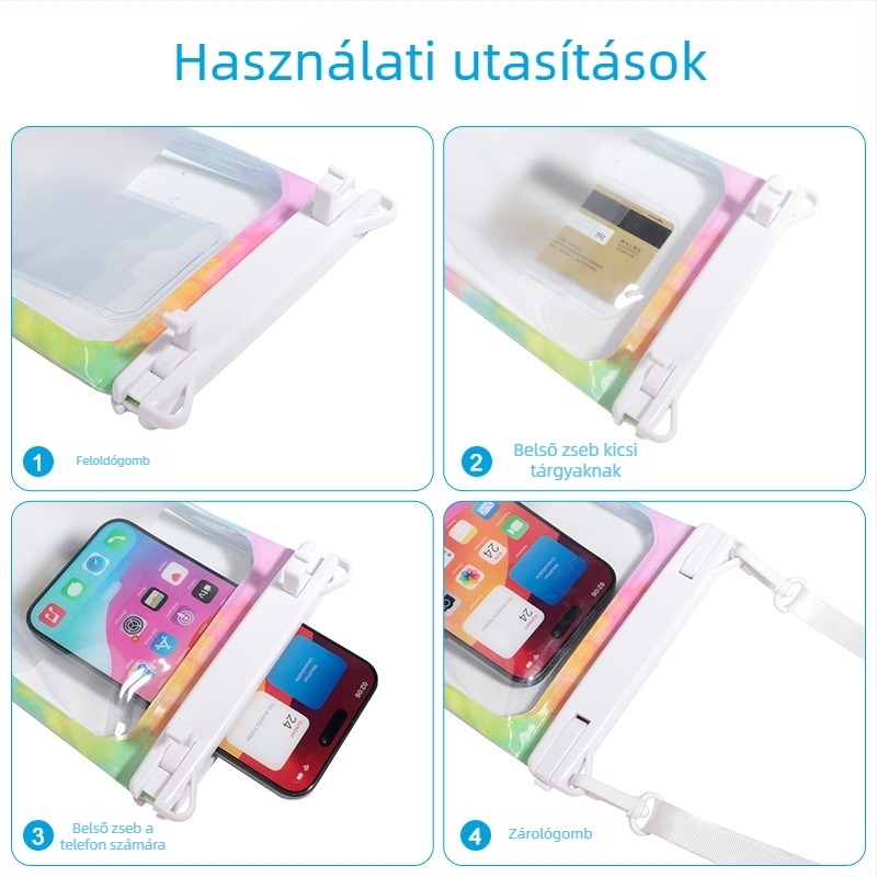 Sanhu Kültéri vízálló telefontáska — PVC anyag, vízálló textil, uniszex, felnőtteknek, ideális strandoláshoz, raftinghoz, búvárkodáshoz és horgászathoz