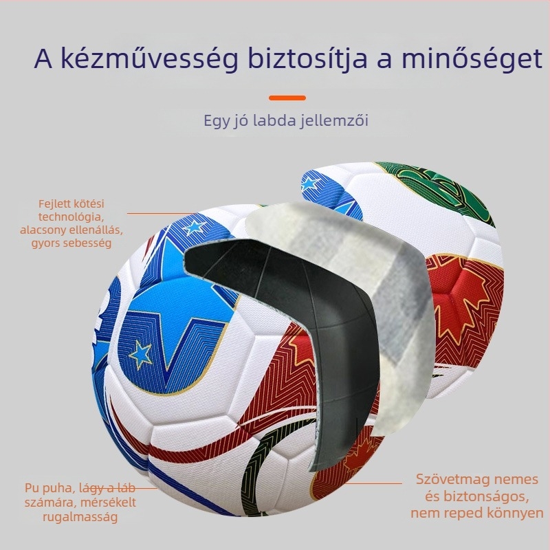 Foci Nr.5 Labda – Világbajnokság/Champions League stílus, PU bőr, ragasztott varrás, logónyomtatás, testreszabható, alkalmas futballra, kosárlabdára és röplabdára