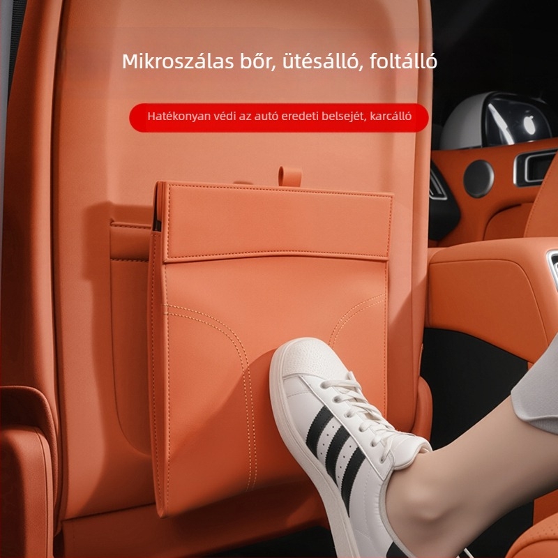 Bőr mágneses autós szemetes – hátsó üléshez rögzíthető, függő tároló