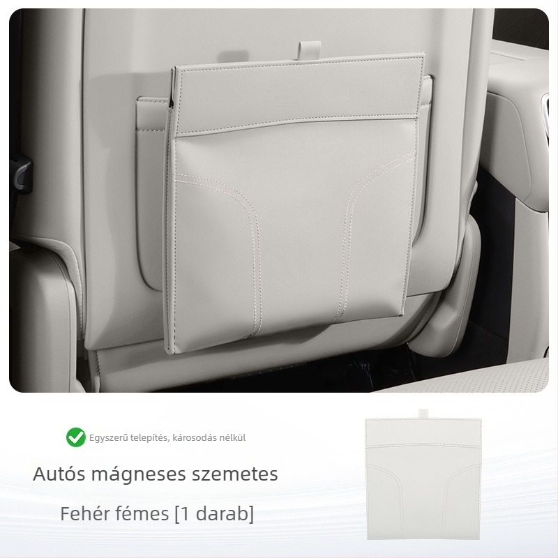 Bőr mágneses autós szemetes – hátsó üléshez rögzíthető, függő tároló