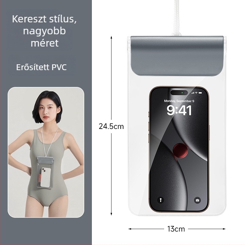 Telefonos vízálló táska érintőképernyőhöz, PVC-építés, vízálló anyag; logóval testreszabható; termékkód Td–m001–9
