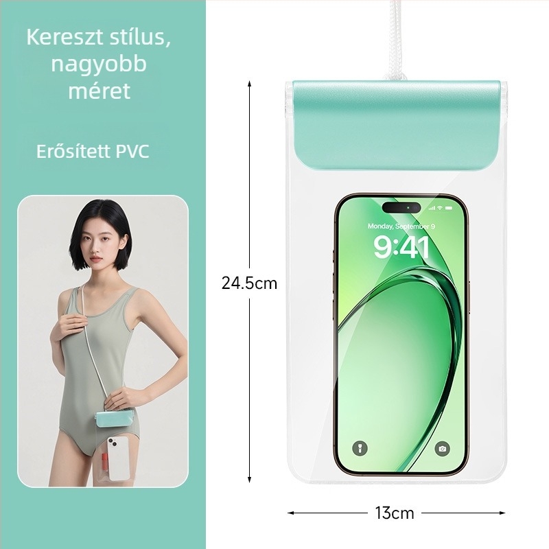 Telefonos vízálló táska érintőképernyőhöz, PVC-építés, vízálló anyag; logóval testreszabható; termékkód Td–m001–9
