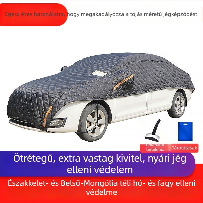Északkeleti régióhoz készült téli, vastag pamut autóvédő, hó, fagy és jégeső elleni védelem, félfedésű védőhuzat a karosszériára, hőszigetelés