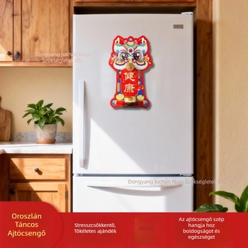 Függő kiegészítő - fa, kézzel készített, Lion Doorbell, Stílus: aranyos/retro/kreatív/kínai, Kód: Magnetic Doorbell Refrigerator Sticker